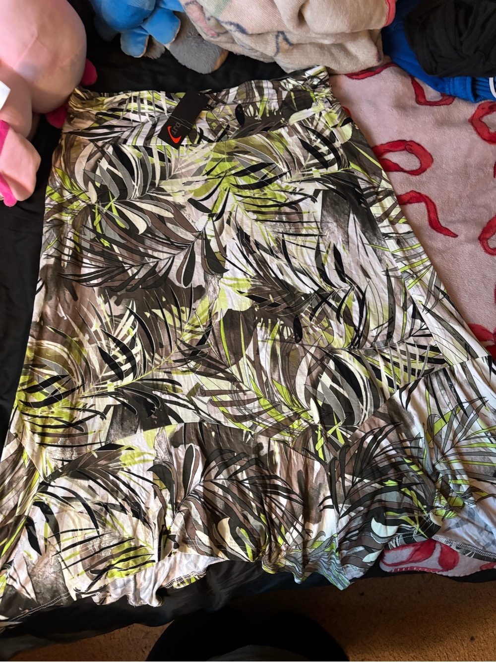 Printed A-Line Women's Skirt in Green and Black